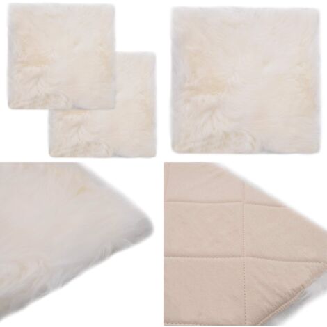 Cuscini per Sedie 2 pz Bianco 40x40cm in Vera Pelle di Montone - Cuscini in pelle di montone - Cuscini in vera pelle