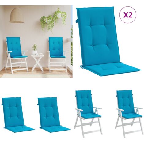 Cuscini per Sedie 2 pz Blu 120x50x3 cm in Tessuto - Cuscino per sedie - Cuscino per schienale