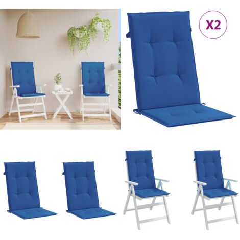 Cuscini per Sedie 2 pz Blu Reale 120x50x3 cm in Tessuto - Cuscino per sedie - Cuscino per schienale