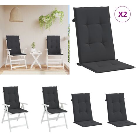 Cuscini per Sedie 2 pz Neri 120x50x3 cm in Tessuto - Cuscino per sedie - Cuscino da esterno