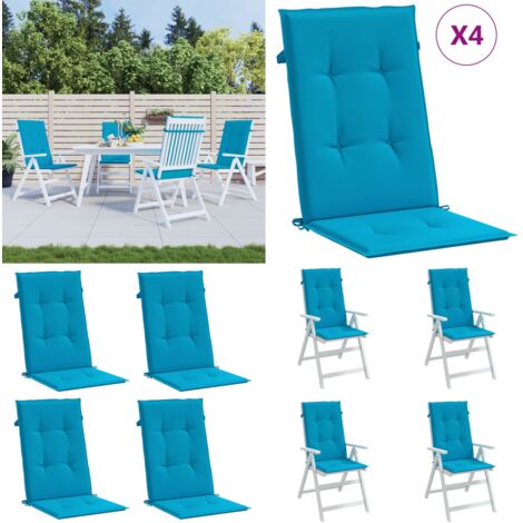Cuscini per Sedie 4 pz Blu 120x50x3 cm in Tessuto - Cuscini per sedie - Cuscini per schienale