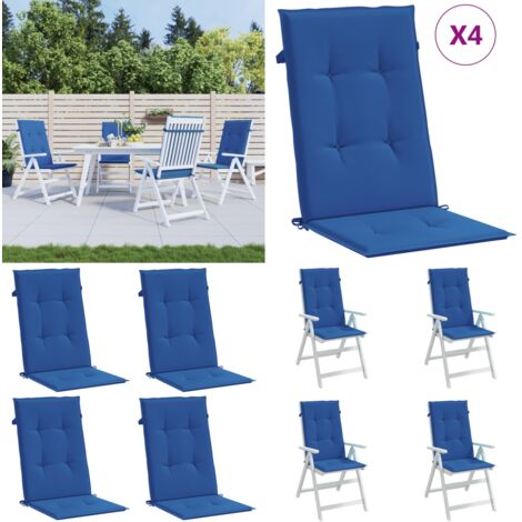 Cuscini per Sedie 4 pz Blu Reale 120x50x3 cm in Tessuto - Cuscino per sedie - Cuscino per schienale
