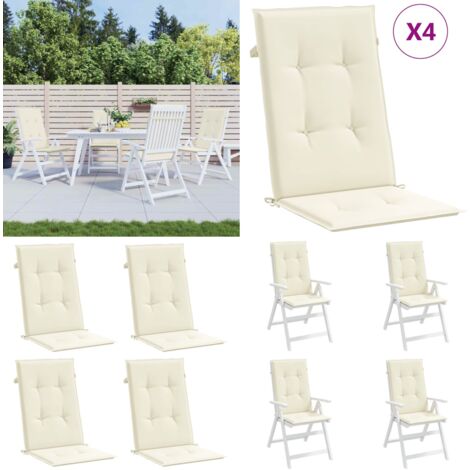 Cuscini per Sedie 4 pz Crema 120x50x2 cm in Tessuto - Cuscini per sedie - Cuscini per schienale