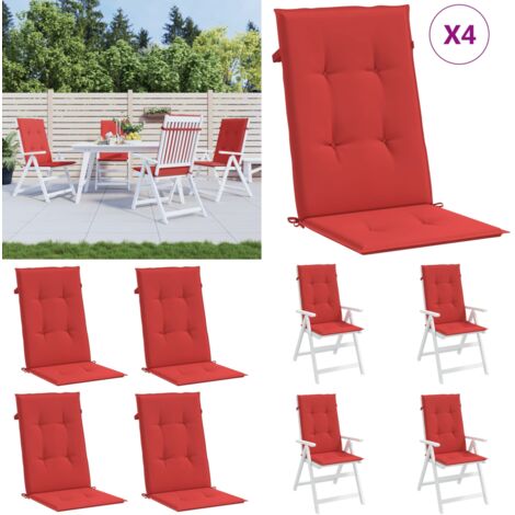 Cuscini per Sedie 4 pz Rossi 120x50x3 cm in Tessuto - Cuscino da giardino - Cuscino da patio