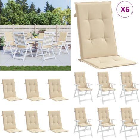 Cuscini per Sedie 6 pz Beige 120x50x3 cm in Tessuto - Cuscino per sedie - Cuscino da esterno