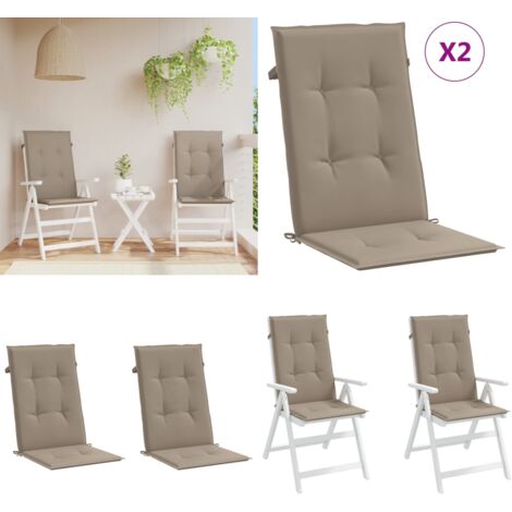 Cuscini per Sedie Alte 2 pz Tortora 120x50x3 cm in Tessuto - Cuscino per sedia - Cuscino alto