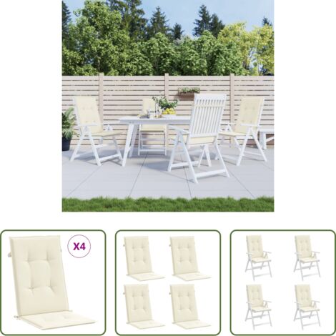 Cuscini per sedie -  Cuscini per Sedie 4 pz Crema 120x50x2 cm in Tessuto