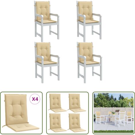 Cuscini per sedie -  Cuscini Sedia Schiena Bassa 4 pz Beige Mélange 100x50x4 Tessuto