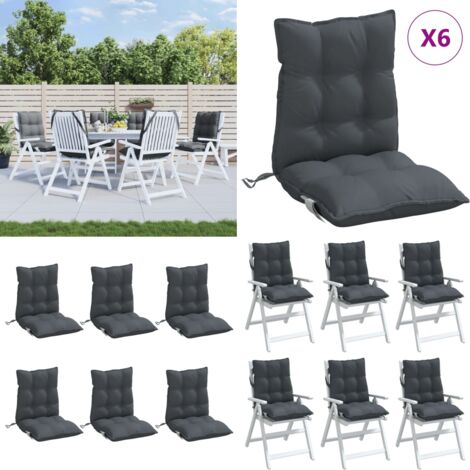 Cuscini per Sedie Schienali Bassi 6 pz Antracite Tessuto Oxford - Cuscini da giardino - Cuscini per patio