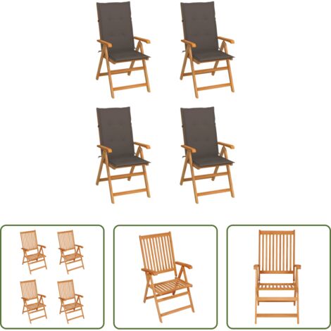 Cuscini per sedie -  Sedie da Giardino 4 pz con Cuscini Talpa in Massello di Teak