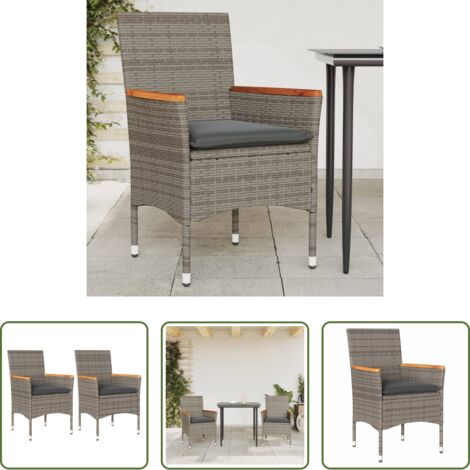 Cuscini per sedie -  Sedie da Giardino con Cuscini 2 pz Grigie in Polyrattan