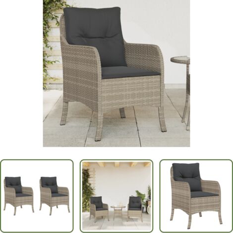 Cuscini per sedie -  Sedie da Giardino con Cuscini 2 pz Grigio Chiaro in Polyrattan