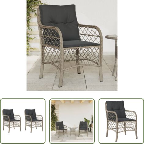 Cuscini per sedie -  Sedie da Giardino con Cuscini 2 pz Grigio Chiaro in Polyrattan