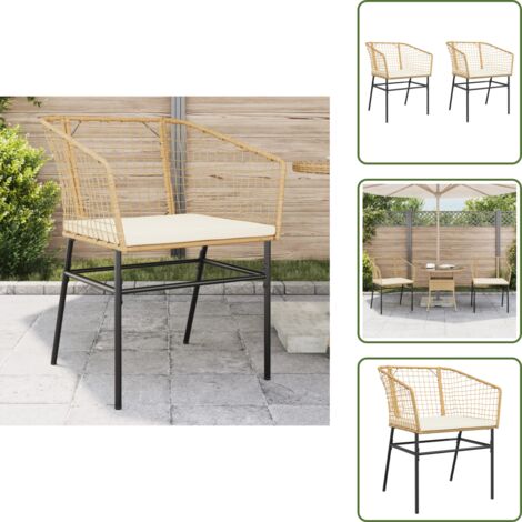 Cuscini per sedie - vidaXL Sedie da Giardino 2pz con Cuscini Marrone in Polyrattan - Rattan PE