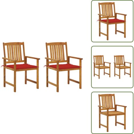 Cuscini per sedie - vidaXL Sedie da Giardino con Cuscini 2 pz in Massello di Acacia - Sedie rustiche
