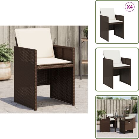 Cuscini per sedie - vidaXL Sedie da Giardino con Cuscini 4 pz Marroni in Polyrattan - Sedie in rattan