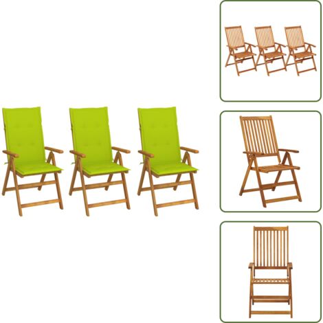 Cuscini per sedie - vidaXL Sedie da Giardino Pieghevoli 3 pz con Cuscini Acacia Massello - Sedie da pranzo