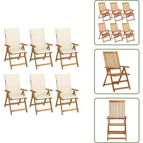 Cuscini per sedie - vidaXL Sedie da Giardino Pieghevoli 6 pz con Cuscini Massello Acacia - Sedie in legno