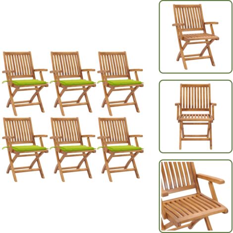 Cuscini per sedie - vidaXL Sedie da Giardino Pieghevoli con Cuscini 6 pz Massello di Teak - Mobili da giardino