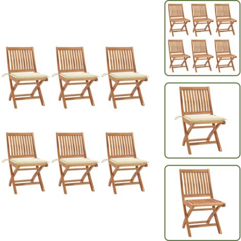 Cuscini per sedie - vidaXL Sedie da Giardino Pieghevoli con Cuscini 6 pz Massello di Teak - Teak
