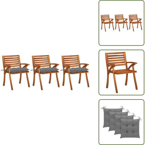 Cuscini per sedie - vidaXL Sedie da Pranzo da Giardino con Cuscini 3 pz Massello di Acacia - Sedie in acacia
