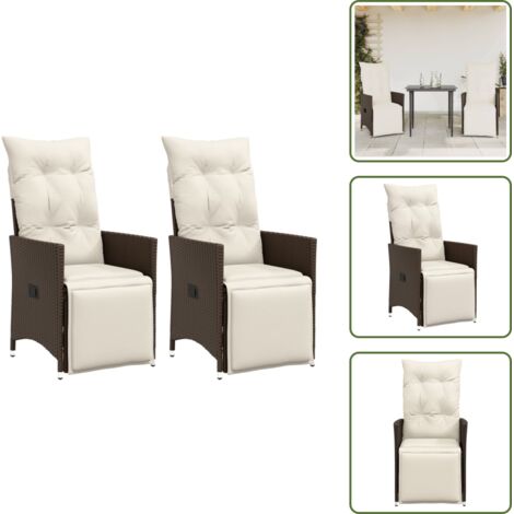 Cuscini per sedie - vidaXL Sedie Reclinabili Giardino 2pz con Cuscini Marrone Polyrattan - Sedie con schienale regolabile