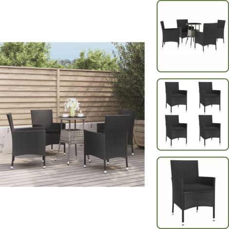 Cuscini per sedie - vidaXL Set Bistrò da Giardino 5 pz con Cuscini in Polyrattan Nero - Mobili da giardino