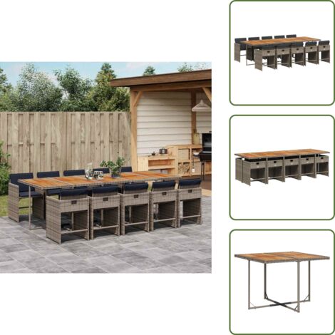 Cuscini per sedie - vidaXL Set da Pranzo da Giardino 11pz con Cuscini in Polyrattan Grigio - Rattan PE