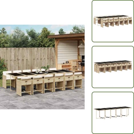 Cuscini per sedie - vidaXL Set da Pranzo da Giardino 13 pz con Cuscini Beige in Polyrattan - Rattan PE