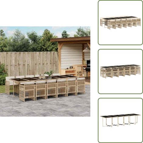 Cuscini per sedie - vidaXL Set da Pranzo da Giardino 13 pz con Cuscini Beige in Polyrattan - Rattan PE