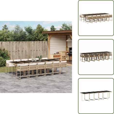 Cuscini per sedie - vidaXL Set da Pranzo da Giardino 13 pz con Cuscini Beige in Polyrattan - Rattan PE