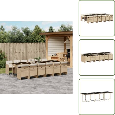 Cuscini per sedie - vidaXL Set da Pranzo da Giardino 13 pz con Cuscini Beige in Polyrattan - Rattan PE