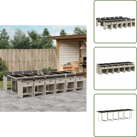Cuscini per sedie - vidaXL Set da Pranzo da Giardino 13pz con Cuscini Grigio in Polyrattan - Rattan PE