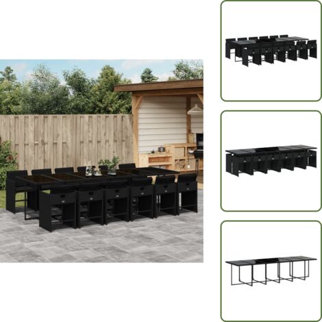 Cuscini per sedie - vidaXL Set da Pranzo da Giardino 13pz con Cuscini Nero in Polyrattan - Rattan PE
