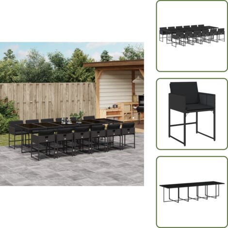 Cuscini per sedie - vidaXL Set da Pranzo da Giardino 13pz con Cuscini Nero in Polyrattan - Rattan PE