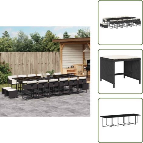 Cuscini per sedie - vidaXL Set da Pranzo da Giardino 17 pz con Cuscini Nero in Polyrattan - Cuscini per sgabelli
