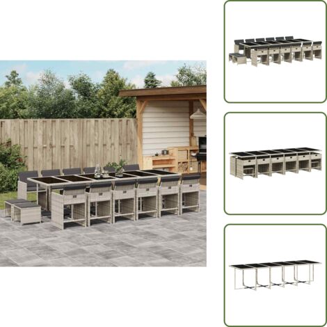 Cuscini per sedie - vidaXL Set da Pranzo da Giardino 17pz con Cuscini Grigio in Polyrattan - Cuscini per sgabelli