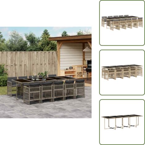 Cuscini per sedie - vidaXL Set Pranzo da Giardino 11 pz con Cuscini Beige Misto Polyrattan - Rattan PE