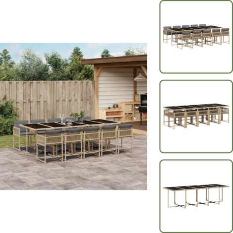 Cuscini per sedie - vidaXL Set Pranzo da Giardino 11 pz con Cuscini Beige Misto Polyrattan - Rattan PE