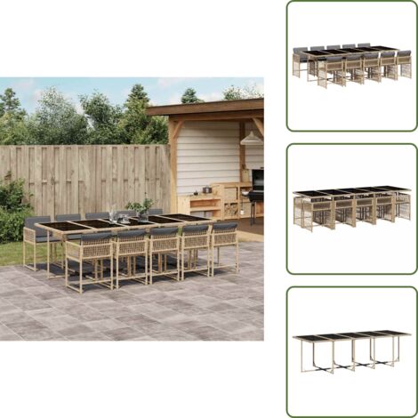 Cuscini per sedie - vidaXL Set Pranzo da Giardino 11 pz con Cuscini Beige Misto Polyrattan - Rattan PE