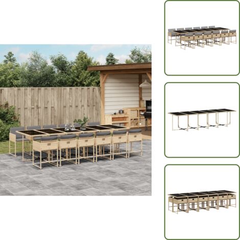 Cuscini per sedie - vidaXL Set Pranzo da Giardino 13 pz con Cuscini Beige Misto Polyrattan - Rattan PE