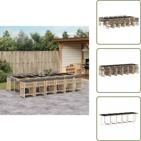 Cuscini per sedie - vidaXL Set Pranzo da Giardino 13 pz con Cuscini Beige Misto Polyrattan - Rattan PE