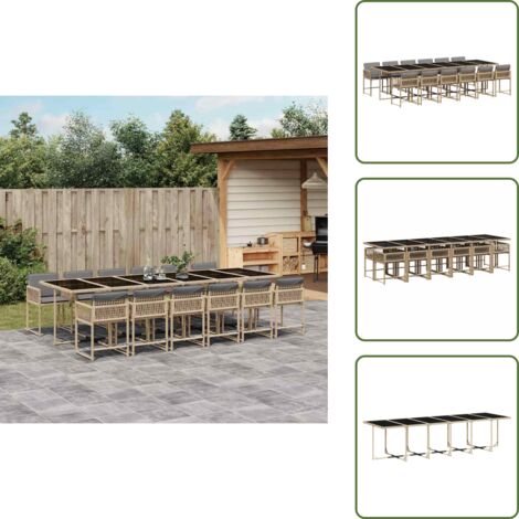 Cuscini per sedie - vidaXL Set Pranzo da Giardino 13 pz con Cuscini Beige Misto Polyrattan - Rattan PE
