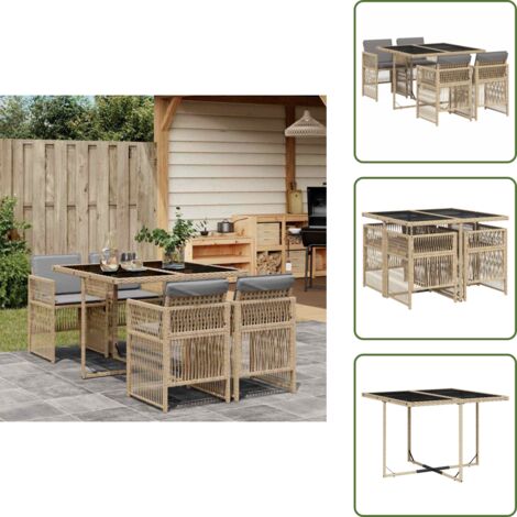 Cuscini per sedie - vidaXL Set Pranzo da Giardino 5 pz con Cuscini Beige Misto Polyrattan - Rattan PE