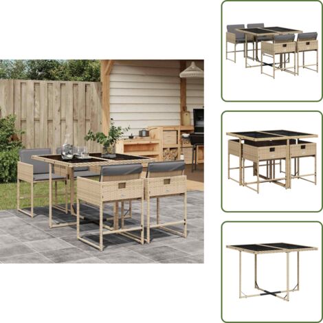 Cuscini per sedie - vidaXL Set Pranzo da Giardino 5 pz con Cuscini Beige Misto Polyrattan - Rattan PE