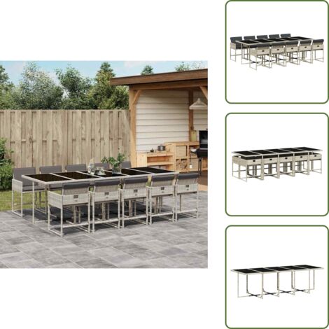 Cuscini per sedie - vidaXL Set Pranzo Giardino 11pz con Cuscini Grigio Chiaro Polyrattan - Rattan PE
