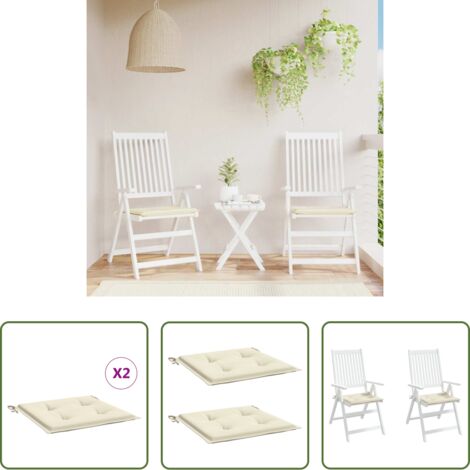 Cuscini per sedile -  Cuscini per Sedia 2 pz Crema 40x40x4 cm in Tessuto Oxford
