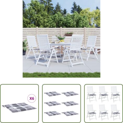 Cuscini per sedile - Cuscini per Sedia 6 pz a Quadri Grigi 50x50x4 cm Tessuto Oxford