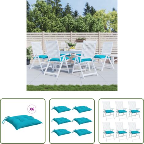 Cuscini per sedile -  Cuscini per Sedia 6 pz Turchese 50x50x7 cm Tessuto Oxford