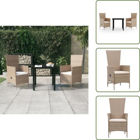 Cuscini per sedile - vidaXL Set da Pranzo da Giardino 3 pz con Cuscini Beige - Arredamento da esterno